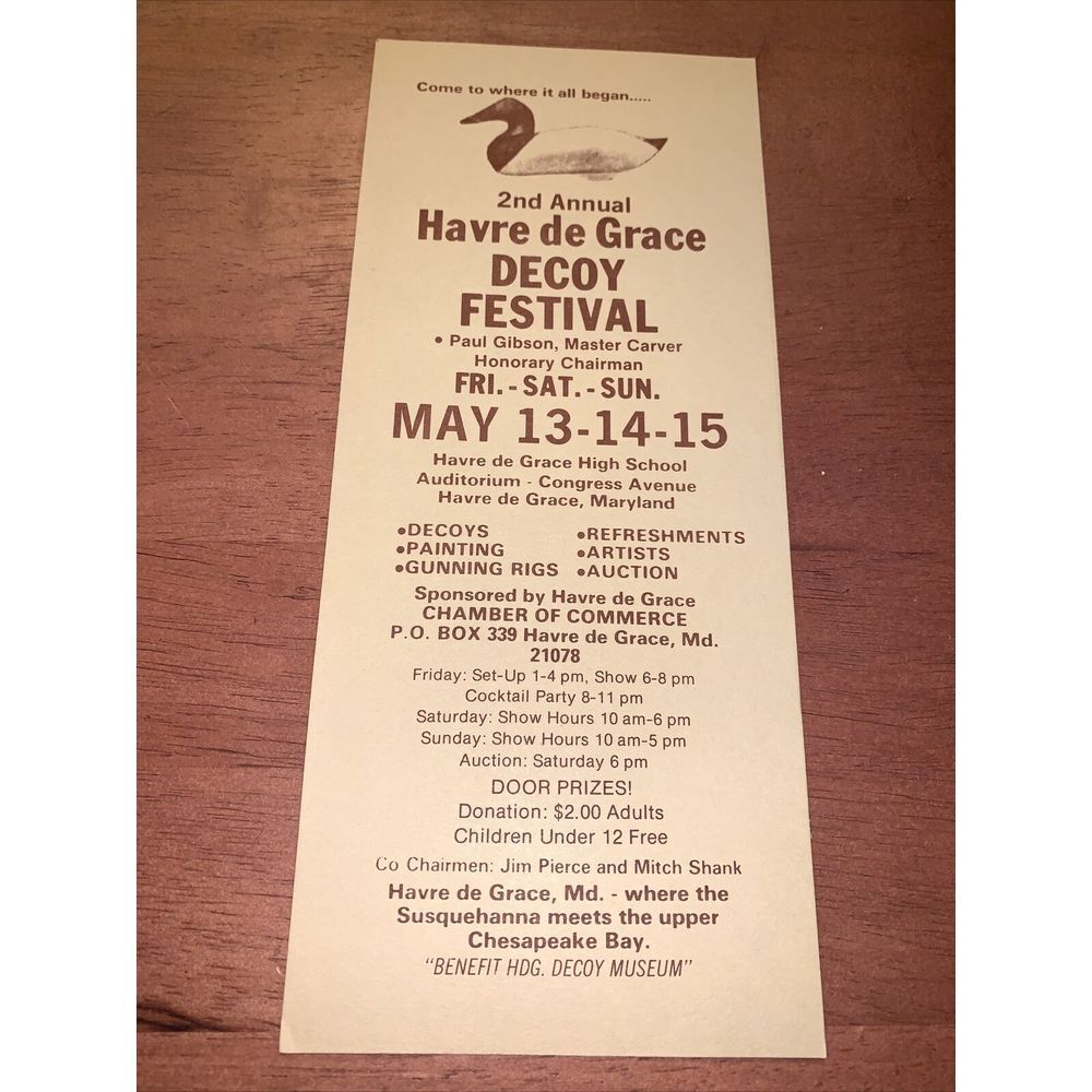 2nd Annual Havre de Grace‎ Decoy Festival Brochure Vintage